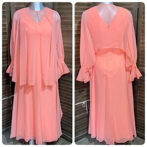Ethereal Elegant Maxi Dress Bridesmaid Wedding Guest Bridal Sheer Overlay Lace M